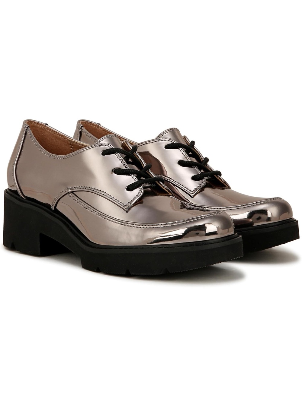 Naturalizer Metallic Pewter Lace-Up Chunky Oxford
